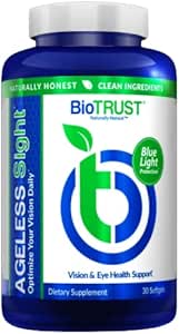 BioTRUST La vue sans âge, la protection de la lumière bleue, favorise la santé optimale des yeux, la performance visuelle et la santé du cerveau, soutien pour la souche des yeux numériques, non-OGM, sans gluten, 30 gels doux