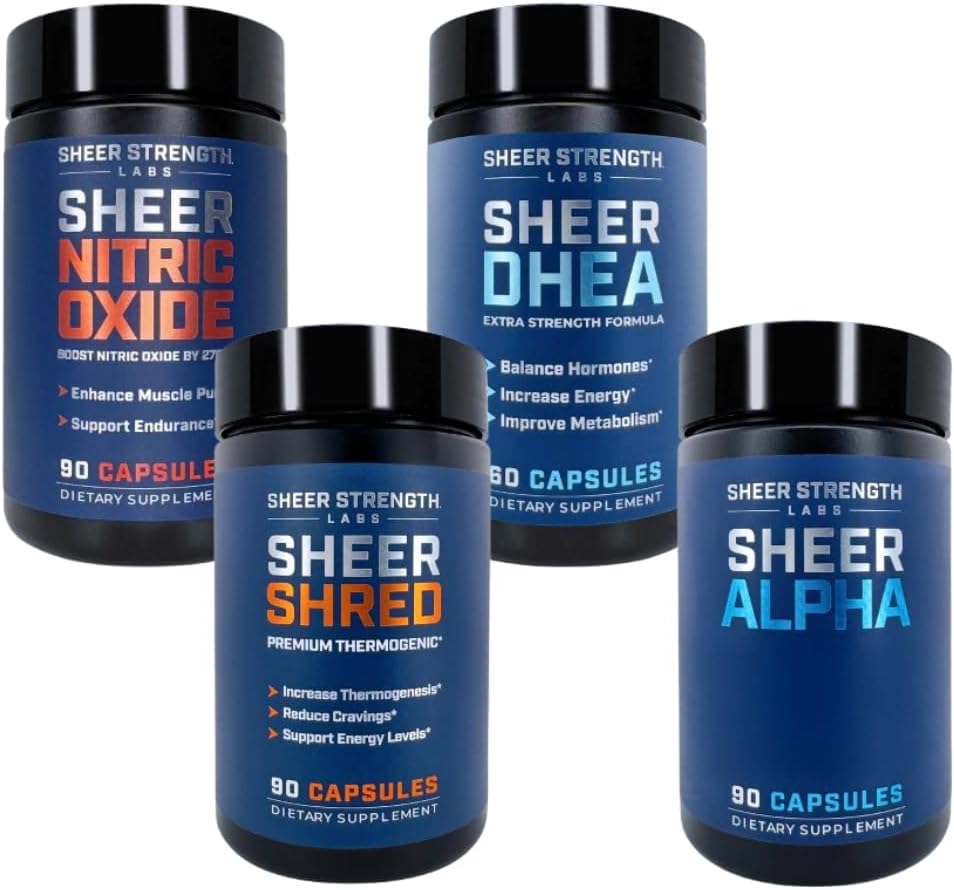 Sheer Ultimate Stack - DHEA Supplement for Men DHEA 100mg & Nitric Oxide Supplement & Sheer Shred & Sheer Alpha
