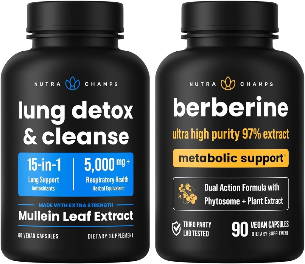 NutraChamps Complete Respirative & Metabolic Support: Lung Cleanse & Berberine Duo