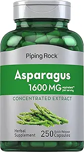 Supplément d'asperges rupestres à pipe 1600mg, 250 Capsules Extrait de racine, sans OGM, sans gluten