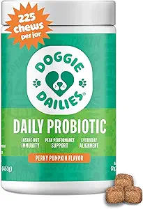 Probiotiques pour chiens - Probiotiques avancés pour chiens avec prébiotiques - favorise la santé digestive - soutient le système immunitaire et la santé globale (Pumpkin) 225 chews molles