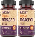 DEVA Vitamines véganes, Huile de Borage 500mg, Source d'acide gras Oméga-6 GLA (acide linolénique gamma), pressé à froid et non raffiné, 90 comprimés (paquet de 2)