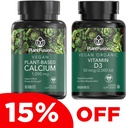PlantFusion Vegan Calcium & D3 Bundle - Suppléments de Calcium 1000mg et D3 2000UI à base de plantes premium pour la croissance osseuse, la densité et la force et le soutien immunitaire