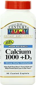 Calcium du 21ème siècle, 1000mg plus vitamine D, 90 comprimés (paquet de 4)