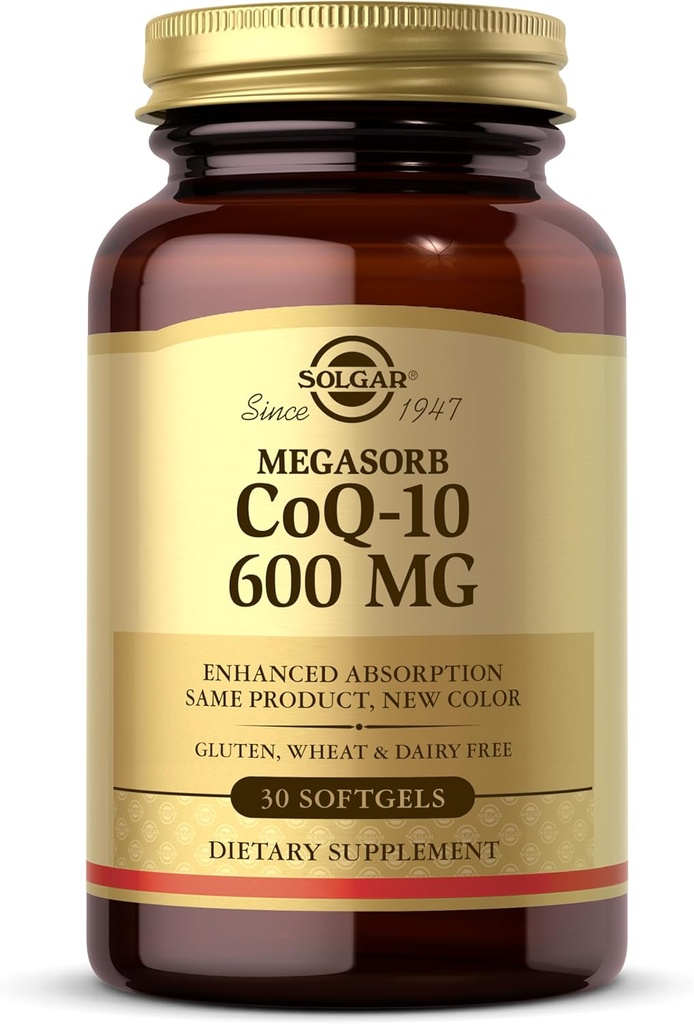 Solgar Megasorb CoQ-10 600 mg, 30 Softgels - Promotion de la santé du système nerveux - Supplément Coenzyme Q10 - Absorption accrue - Sans gluten, sans lait - 30 portions