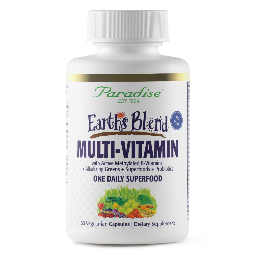 Mélange d'herbes de paradis une fois par jour de multivitamine pour les hommes, sans fer, 48 superaliments biologiques, probiotiques, antioxydants, vitamines A, B12, C, D, K2, 30 Nombre