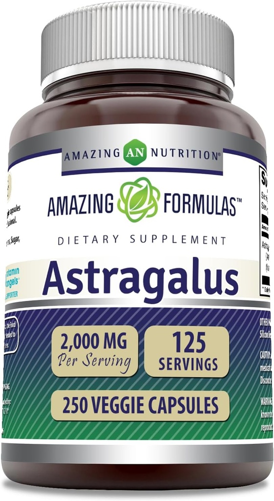 Amazing Formulas Astragalus 2000 mg Per Serving Capsules Supplement | Made from Pure Astragalus Membranaceus Plant Root Extract | Non-GMO | Gluten Free (250 Count)