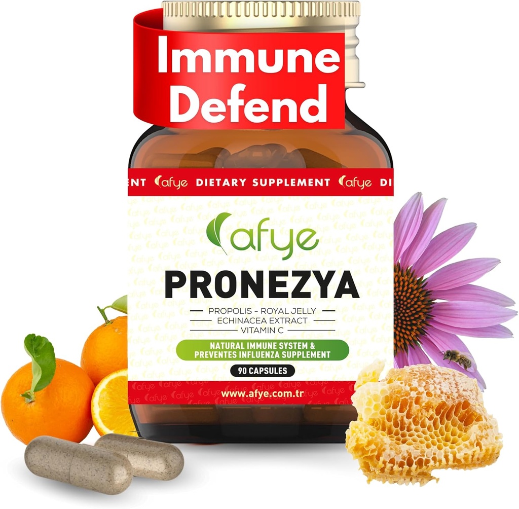 Supplément de soutien du système immunitaire - Mélange naturel de propolis, de gelée royale, d'échinacée et de vitamine C - Améliore la santé à base de plantes 90 capsules (paquet de 1)