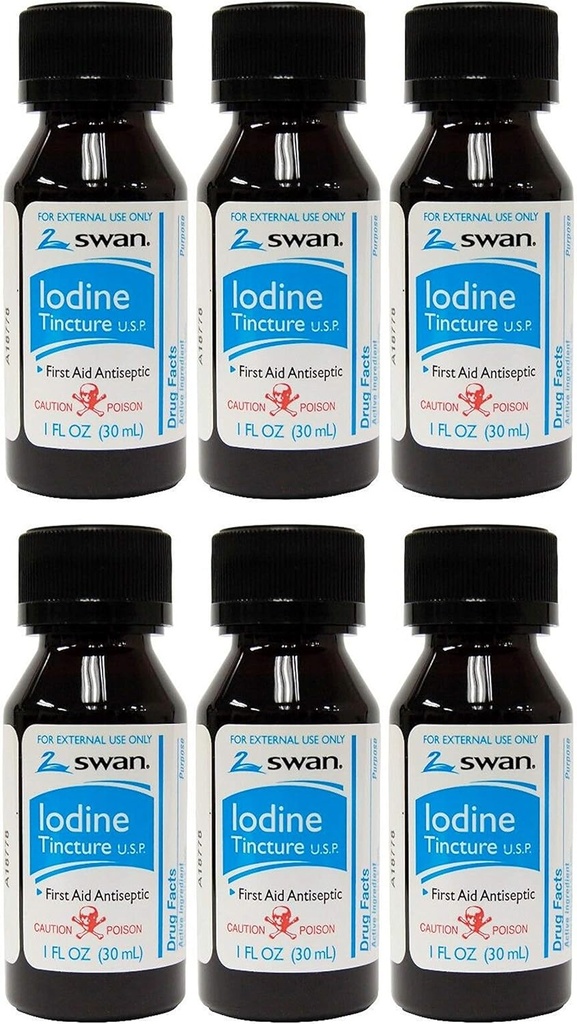 Swan Iodine Tincture U.S.P. - 1 fl oz (6 Pack)