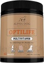 OptiLife Poudre de multivitamines pour chiens - Multivitamines pour chiens adultes avec probiotiques, support allergique, soutien articulaire, support de peau et de manteau - Vitamines pour chiens et suppléments - Multivitamines pour chiens (60 portions)