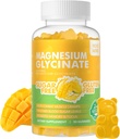 90 CT Glycinat de magnésium Gommies 1000mg - Supplément de potassium de magnésium sans sucre avec vitamine D, B6, CoQ10 pour l'humeur calme et le soutien du sommeil - 90 Gommies d'ananas de mangue