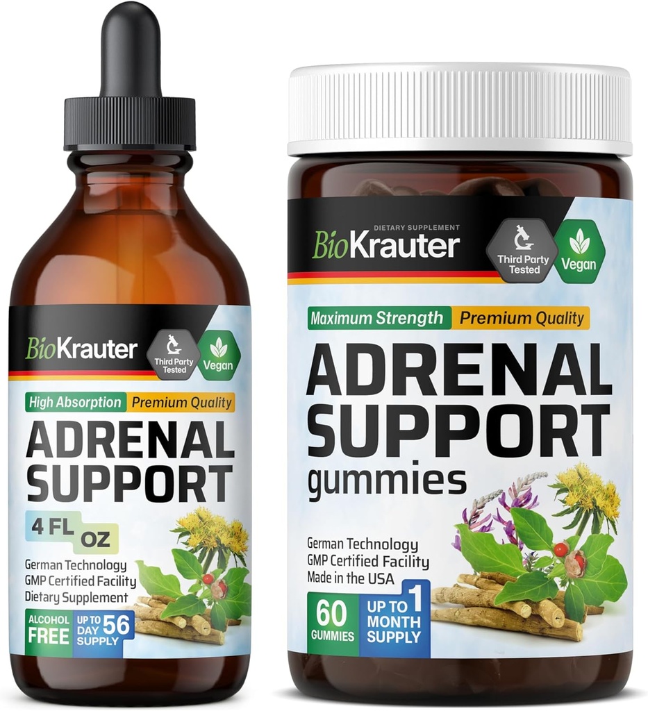 BIO KRAUTER Support adrénal 60 Gommies et support adrénal Teinture 4 Fl. Oz.