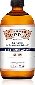 Hydrosol de cuivre bioactif Pro-Strength - Supplément liquide de cuivre biodisponible pour adultes et enfants avec hydrosol argent pour cheveux, peau et ongles, 30ppm - 2 fl oz (59mL)