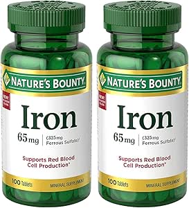 Fer 65 mg (325 mg de sulfate ferreux), 2 bouteilles (100 Nombre)