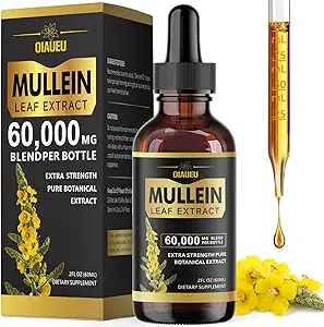 Mullein Drops for Lungs, Natural Mullein Leaf Extract, Respiratory Support & Lung Cleanse Herbal Supplement, Vegan - 2 fl oz