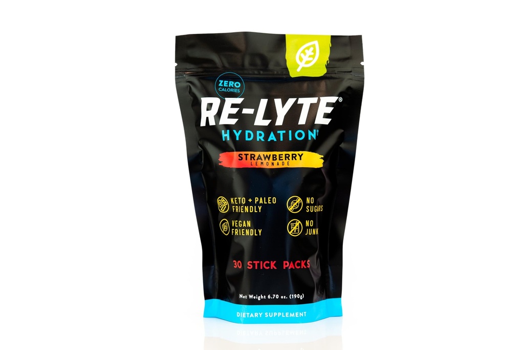 REDMOND Re-Lyte Hydration Electrolyte Drink Powder Mix (Strawberry Lemonade) 30 Stick Packs