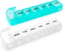 Organisateur de petites pilules 2 fois par jour, 2 Pack 7 Day Pill Box 1 fois par jour, le jour le jour le jour le soir l'organisateur de vitamines, hebdomadaire AM Pill Case Container