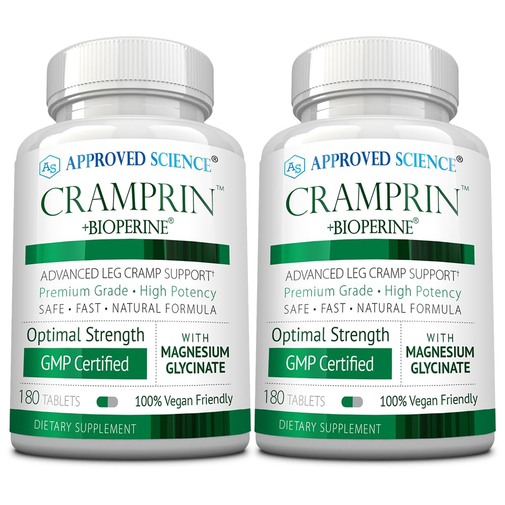 Cramprine scientifique approuvée - Magnésium à haute absorption, complexe de vitamine B, biopérine - 6 mois d'approvisionnement - 2 bouteilles - végétalien
