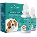 NOVEHA HydraPetTM gouttes d'œil roses pour chiens et chats.Lubrifier des larmes artificielles avec 2% de chlorure de sodium, soulager l'œdème cornéen et les animaux de compagnie Syndrome des yeux secs, yeux d'animaux irrités - 10mL (paquet de 2)