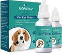 NOVEHA HydraPetTM gouttes d'œil roses pour chiens et chats.Lubrifier des larmes artificielles avec 2% de chlorure de sodium, soulager l'œdème cornéen et les animaux de compagnie Syndrome des yeux secs, yeux d'animaux irrités - 10mL (paquet de 2)