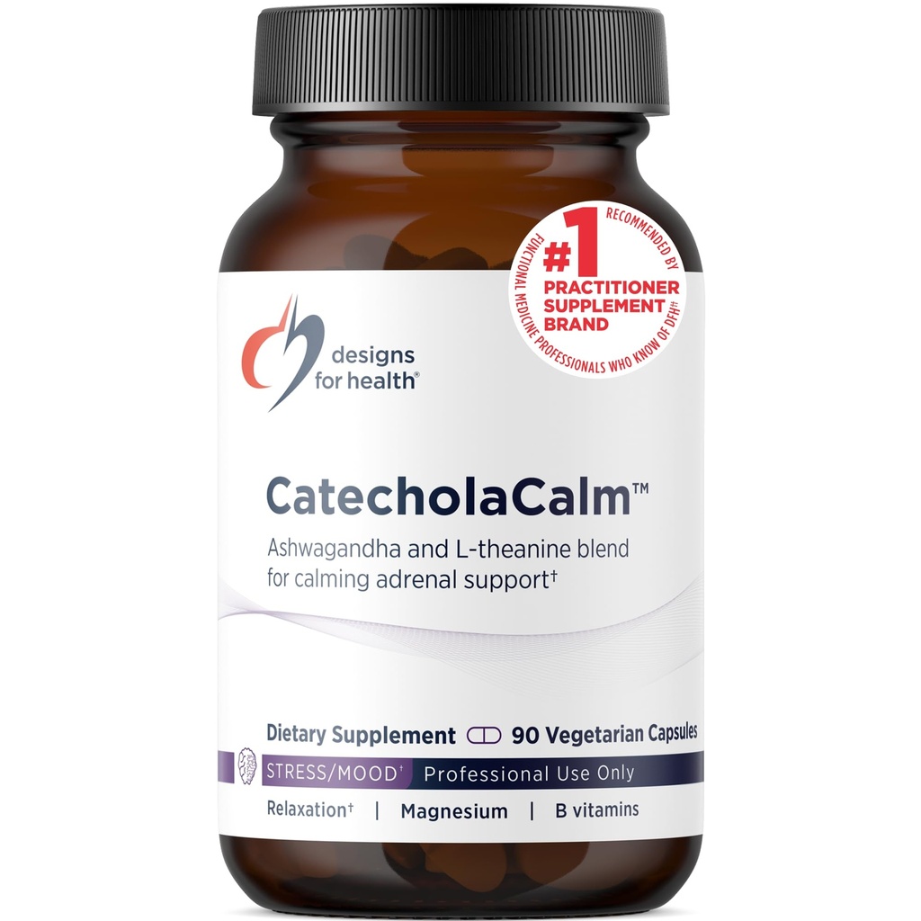 Designs for Health CatécholaCalm - Herbes Adaptogènes + Vitamines pour l'humeur, Soutien Calme avec L-Theanine, Passion Flower + Phosphatidylsérine - Supplément non OGM (90 capsules)