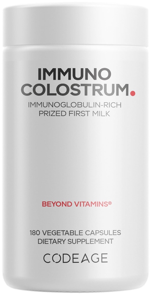 Supplément au colostrum de codeage, colostrum d'herbe - Prix Premier lait - Herbacé, congelé - Vitamines, immunoglobulines, facteurs de croissance - Non-OGM, sans gluten - 180 capsules