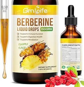 Supplément berbère, 1500mg gouttes de liquide berbère biologique avec cannelle Ceylan, Melon amère - soutient l'immuno et le métabolisme, végétalien, ananas Flavor-2 FL Oz