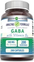 Formules étonnantes GABA avec supplément de vitamine B6 (500 Mg par portion) 200 capsules (100 mg) sans gluten (100 mg)