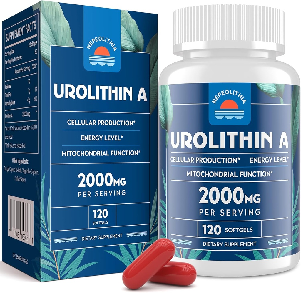Urolithine A 2000 mg, sans gluten, 120 softgels