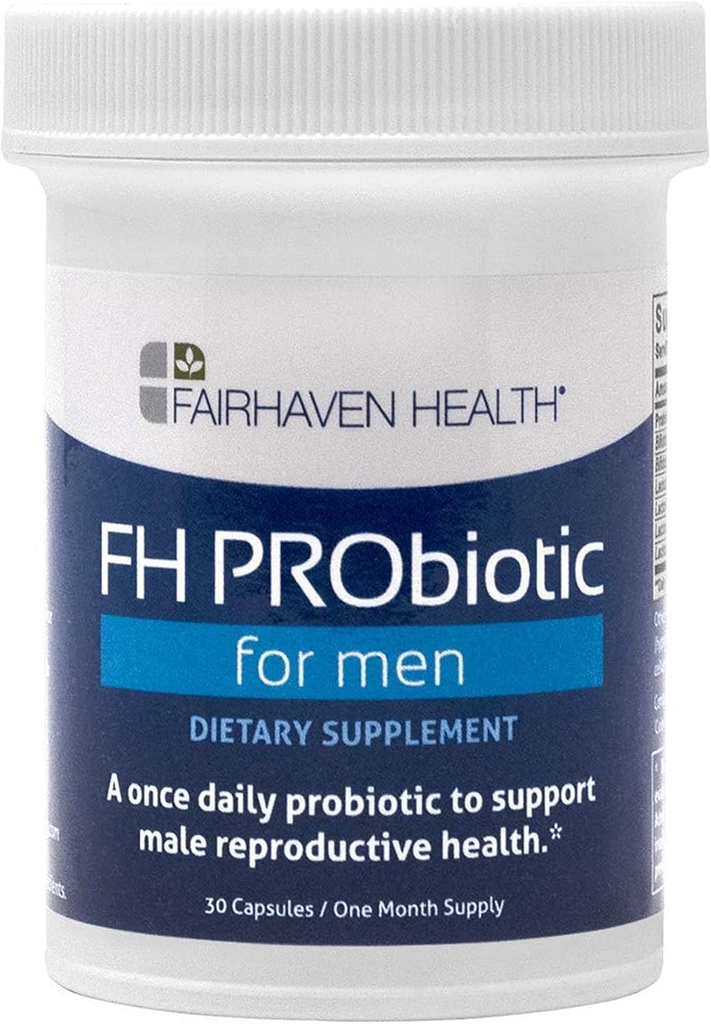 Fairhaven Health FH PRObiotic for Men | Male Fertility Supplement | 6 Probiotic Strains to Support Male Fertility | Gluten and Soy Free | 1 Month Supply