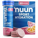Nuun Sport Comprimés électrolytiques au magnésium, au calcium, au potassium, au chlorure et au sodium, sans gluten et végétalien, aux agrumes, 8 paquets (80 portions Total)