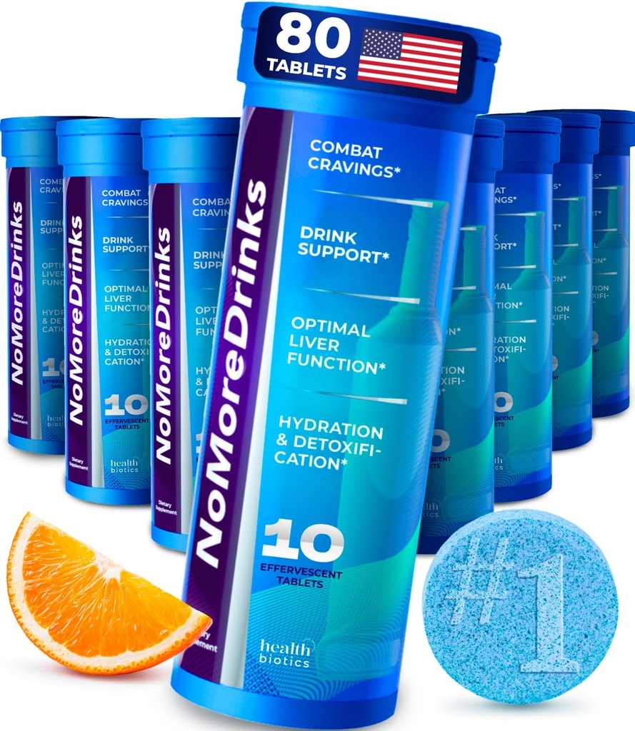 NoMoreBrinks Anti Alcool Craving Supplement de foie Detox & Combat Cravings (80) Support énergétique Alcool Replacement Drink (80)