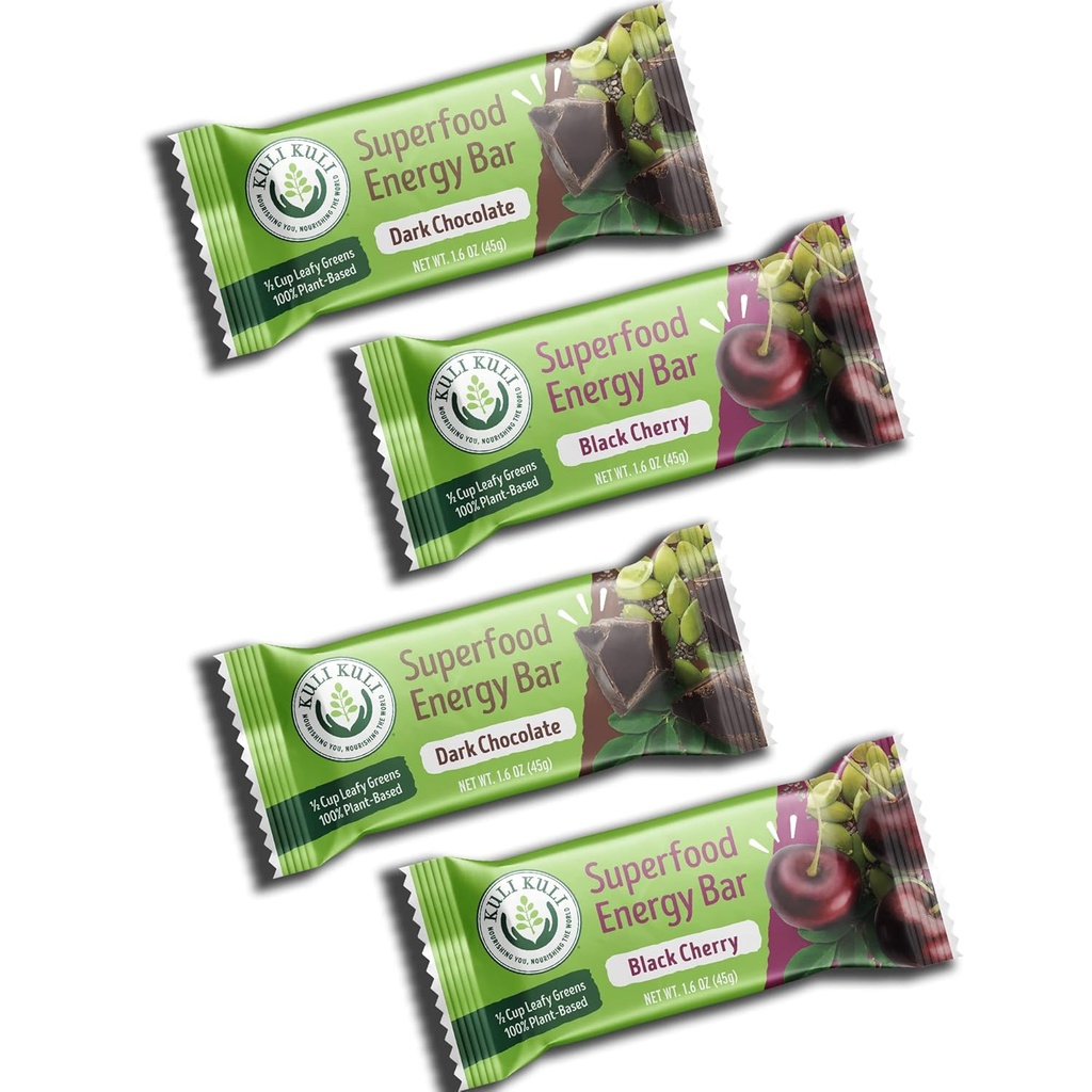 Barres d'énergie en poudre Kuli Kuli Moringa - Barres de snack végétalien sans gluten - Barres d'énergie à base végétale, 1.6 Barres de Moringa Ounce, Variété, 6 Pack