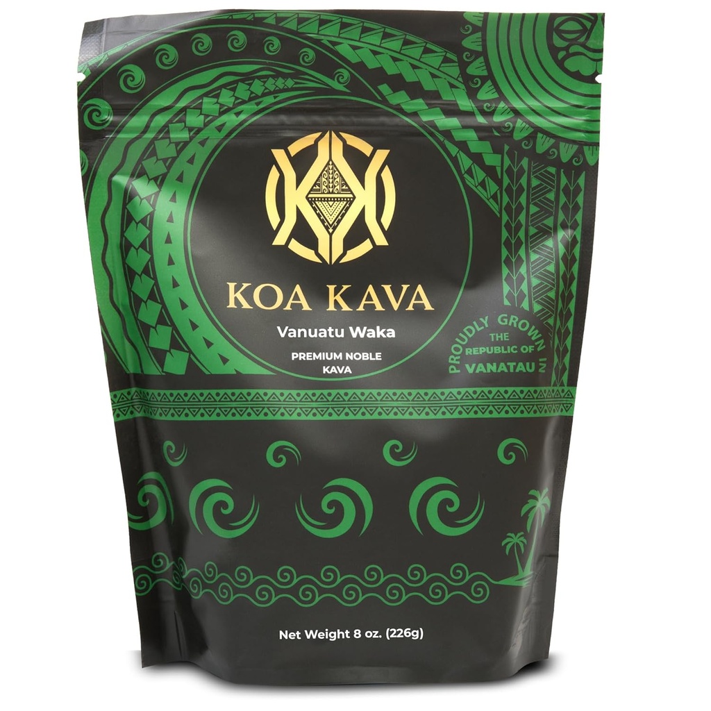 Vanuatu Koa Kava Kava poudre - Premium Noble Waka Kava Thé à base de racines latérales à Vanuatu pour la relaxation authentique. 8 oz.