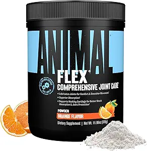 Poudre souple animale - Supplément de soutien pour soulager la douleur, réparer et restaurer les muscles avec le curcuma, la glucosamine, la chondritine, le MSM, le collagène et la boswellie, Grand goût orange, 30 scoops