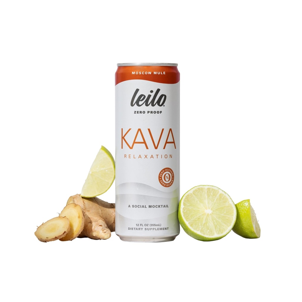 Kava Powered Moscow Mule Mocktail Drink (en anglais seulement) 12-Pack – sans sucre et non-ALC Support de relaxation fonctionnelle