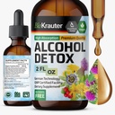 BIO KRAUTER Teinture de détox d'alcool - Nettoyez le foie et formule de détox - Thistle de lait et dandelion - Soutien du foie Extrait liquide - Sans alcool et sans sucre - gouttes véganes 2 Fl.Oz.