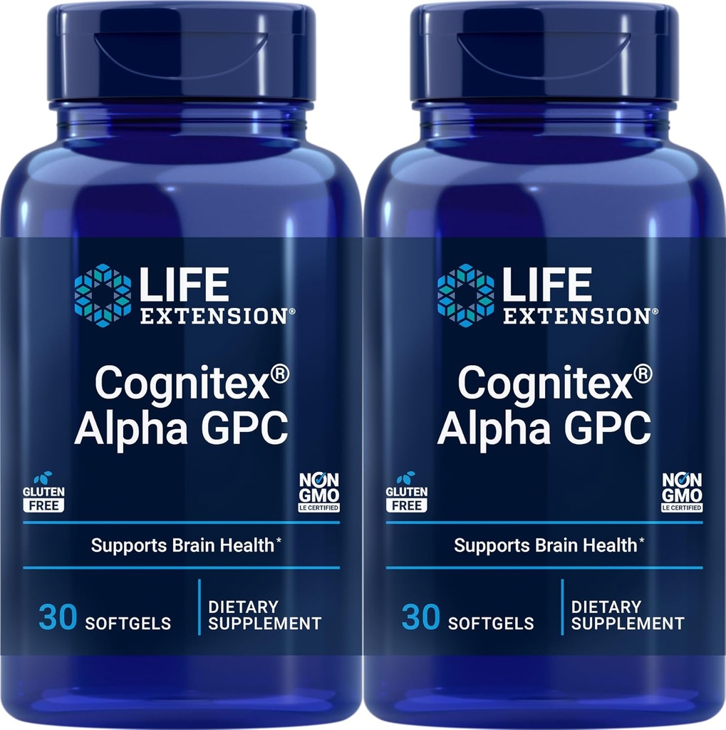 Extension de vie Cognitex Alpha GPC, 30 Softgels (paquet de 2)