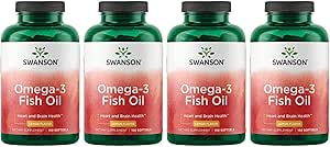 Swanson Omega 3 Supplément à l'huile de poisson Coeur Cerveau et soutien articulaire EFA sans OGM 180 mg EPA Plus 120 mg DHA 150 Capsules Softgel Saveur de citron (4 Pack)