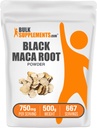 BulkSupplements.com poudre de maca noire - supplément de racine de maca noire, supplément à base de plantes pour les hommes et les femmes - végétalien, sans gluten, 750mg par portion, 500g (1,1 lb) (paquet de 1)