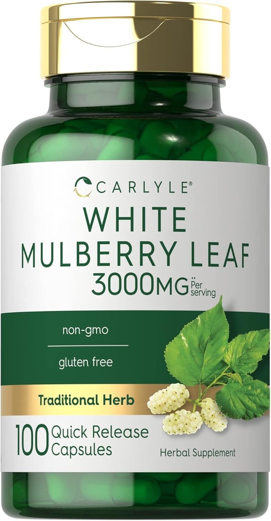 Extrait de feuille de mûre de Carlyle 3000mg de 100 capsules Supplément à base de plantes sans OGM et sans gluten