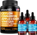 2 fl oz - 3 pack) & 5 en 1 Ceylan Cinnamon w Turmeric & Ginseng Root (120ct) Bundle - Cheveux, peau, ongles et supplément de soutien immunitaire