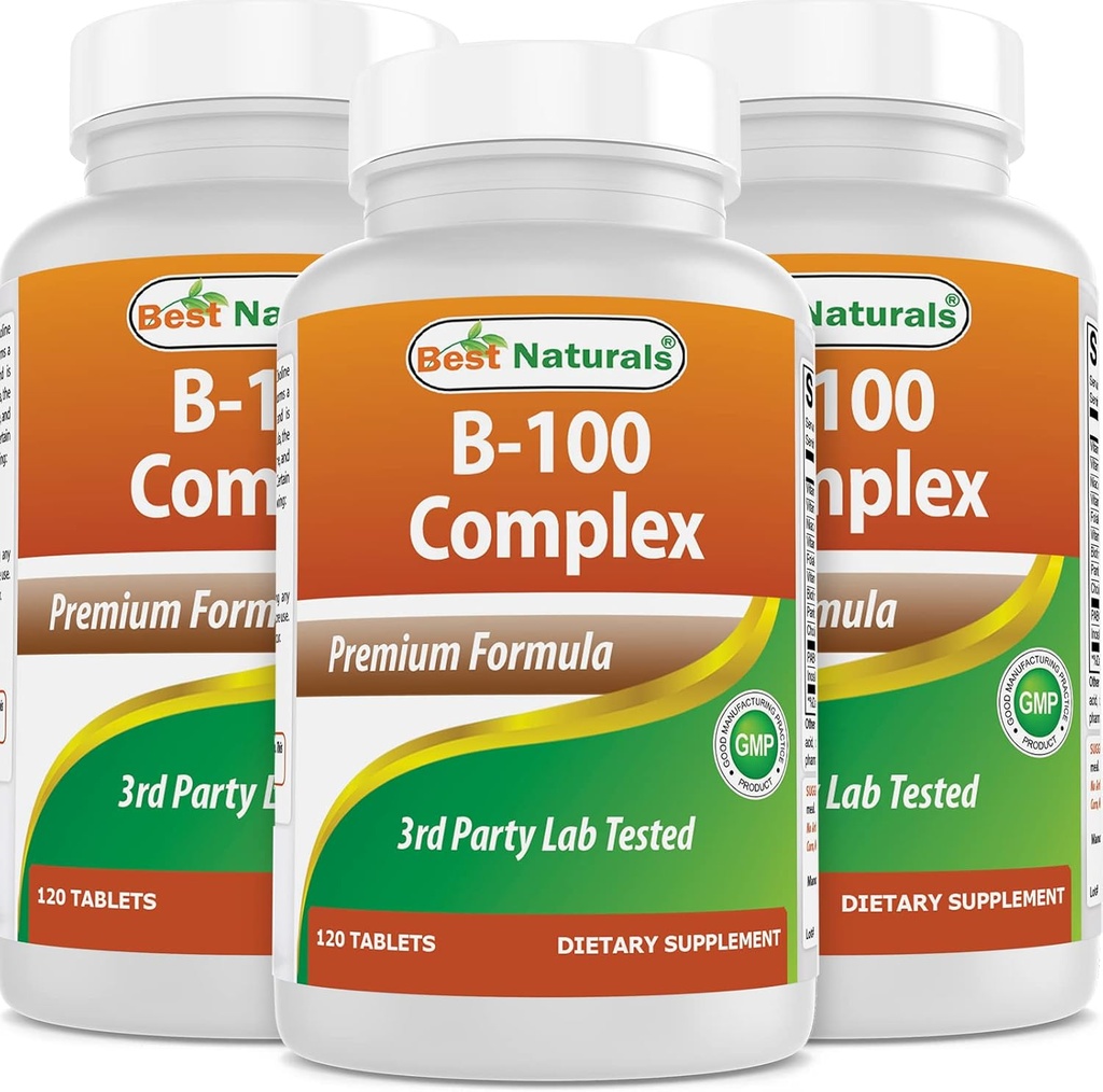 Best Naturals B 100 Complex 120 Tablets (B Complex Vitamins) (120 Count (Pack of 3))