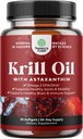 Krill Omega 3 Huile de poisson Softgels 500mg - Concentré Krill EPA & DHA Huile de poisson Omega 3 Supplément pour les femmes et les hommes pour le soutien immunitaire, le cerveau et la santé du coeur - Supplément Acides gras sans Burpless - 30 Compte