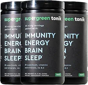 Poudre super-alimentaire 100% naturelle verte – Supplément quotidien avec 38 super-aliments, vitamines et minéraux – soutient l'énergie, le stress et l'immunité – 30 jours d'approvisionnement – 360 grammes (3 tubes)