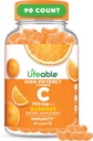 Vitamine C vivace Gommies pour les adultes $ 750mg $ Grand Dégustation Orange Flavor VIT C $ Vegan Non OGM Vitamine C Chewable $ pour Immuni Support $ 90 Gommies