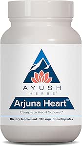 Ayush Herbs Arjuna Heart, Supplément à base de plantes pour le soutien cardiaque, Capsules de protection cardiaque pour les hommes et les femmes, 90 Capsules végétariennes
