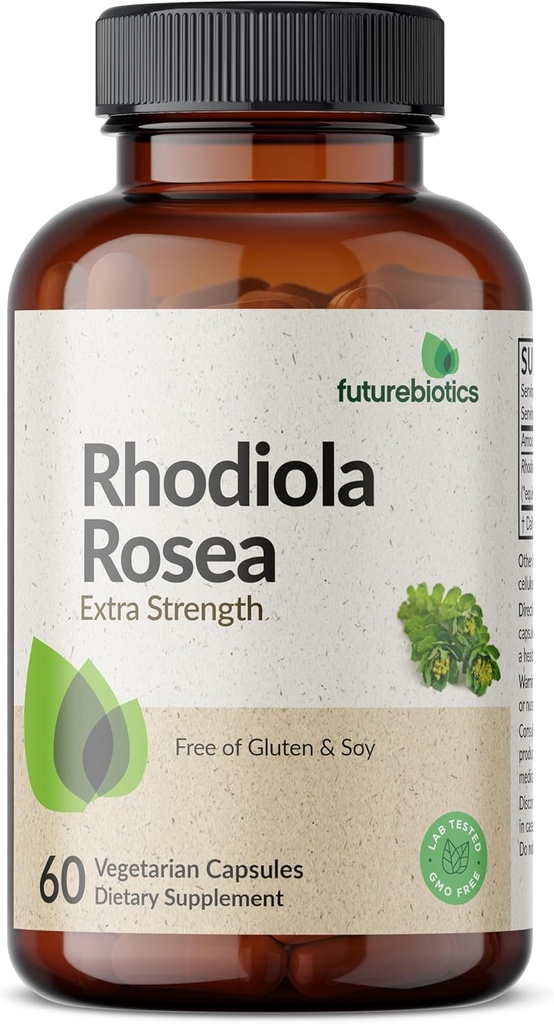 Futurebiotiques Rhodiola Rosea Poudre Adaptogène Herbe Capsules végétariennes, 60 Compte