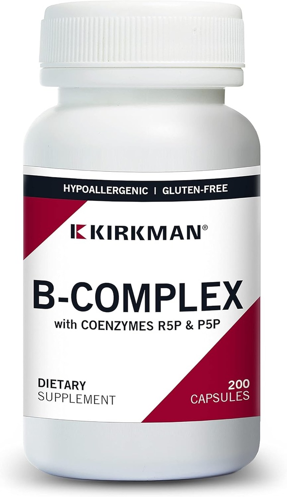 Kirkman B-Complex avec CoEnzymes R5P & P5P - Hypoallergénique - 200 Capsules végétariennes