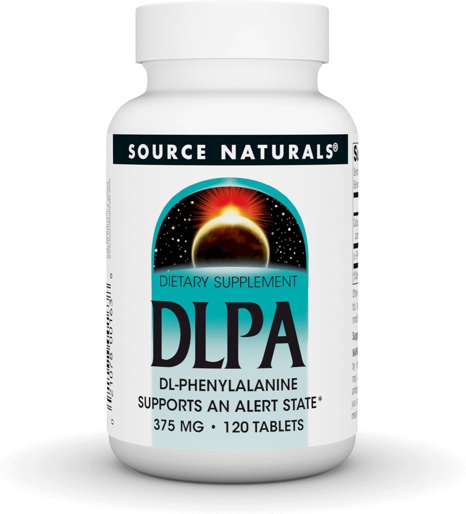 Source Naturals DLPA DL-Phenylalanine, soutient un état d'alerte* - 375 mg -120 comprimés